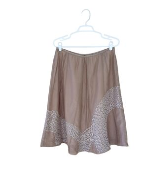 Nic & Zoe Brown A Line Embroidered Cotton & Silk Midi Skirt Size 12